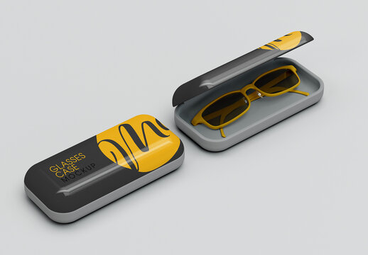 Open and Closed Glasses Cases Mockup