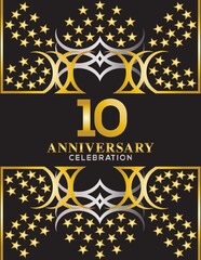 Creative vector illustration of Anniversary celebration of 10 years background. Anniversary invitation card. Celebration template design