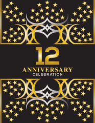 Creative vector illustration of Anniversary celebration of 12 years background. Anniversary invitation card. Celebration template design