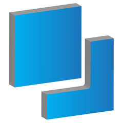 it's an icon in 3d style in light blue and dark blue gradient