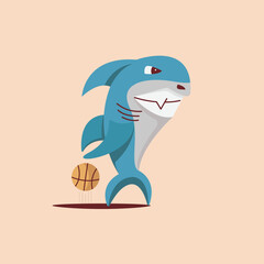 Angry shark mascot for basketball team. Vector illustration