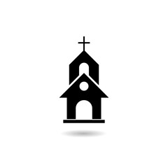 Church icon  logo with shadow