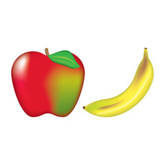 Apple and banana isolated on a white background vector.