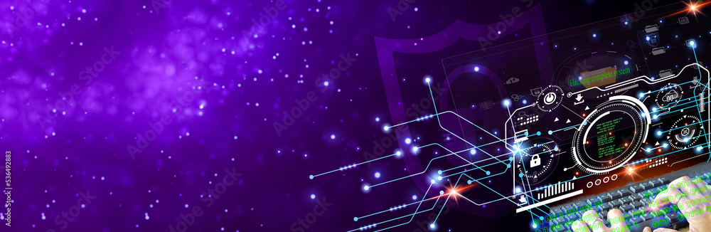 Poster concept cybersecurity, data protection from hackers, data protection computer virus