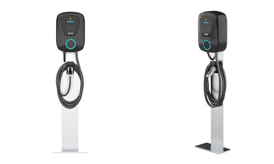 Public charging battery for modern electric vehicles with mockup. 3d illustration