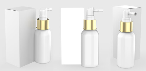 Plastic Bottle with Long Nozzle Sprayer Mockup isolated on white background. 3d illustration