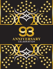 Creative vector illustration of Anniversary celebration of 93 years background. Anniversary invitation card. Celebration template design