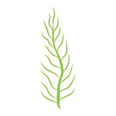 Green leafy plant with decorative art isolated vector illustration
