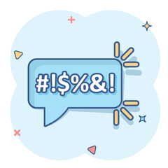 Shout speech bubble icon in comic style. Complain vector cartoon illustration on white isolated background. Angry emotion business concept splash effect.