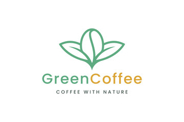 Coffee been and leaf logo for health