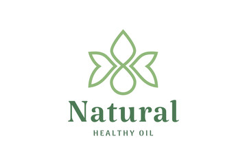 Natural beauty logo with droplet and leaf shape