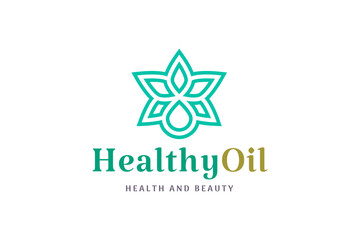 Fototapeta premium Modern Beauty care logo with leaf oil droplet shape