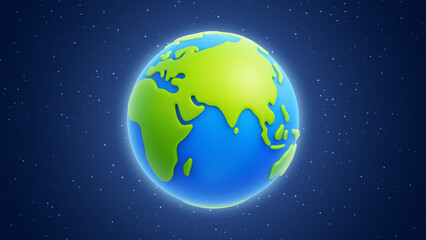 Cartoon planet Earth on space stars background. International Mother Earth Day banner or poster. Happy Earth Day conceptual vector background