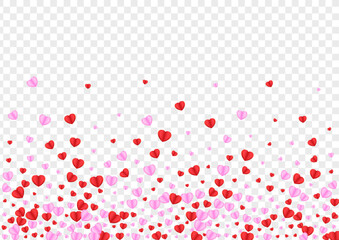 Tender Confetti Background Transparent Vector. Folded Illustration Heart. Pink Blank Frame. Red Confetti Celebration Pattern. Violet Bright Texture.