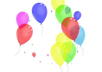 Red Balloon Background White Vector. Air Fly Frame. Bright Ribbon. Yellow Helium. Surprise Present Template.