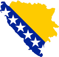 Bosnia and Herzegovina Map Flag. BiH B&H Border Boundary Country Shape Nation National Outline Atlas Flag Sign Symbol Banner. Bosnian and Herzegovinian Transparent PNG Flattened JPG Flat JPEG