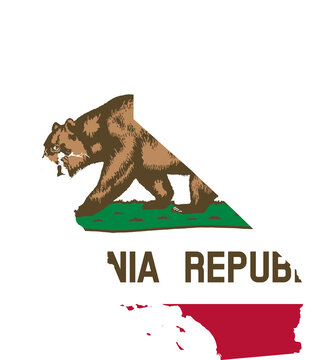 California USA Map Flag. CA US Outline Boundary Border Shape State Flag Sign Symbol Atlas Geography Banner. Californian Transparent PNG Flattened JPG Flat JPEG
