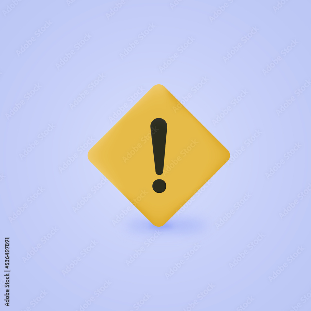 Poster warning message concept represented by exclamation mark icon. exclamation 3d realistic symbol in rho