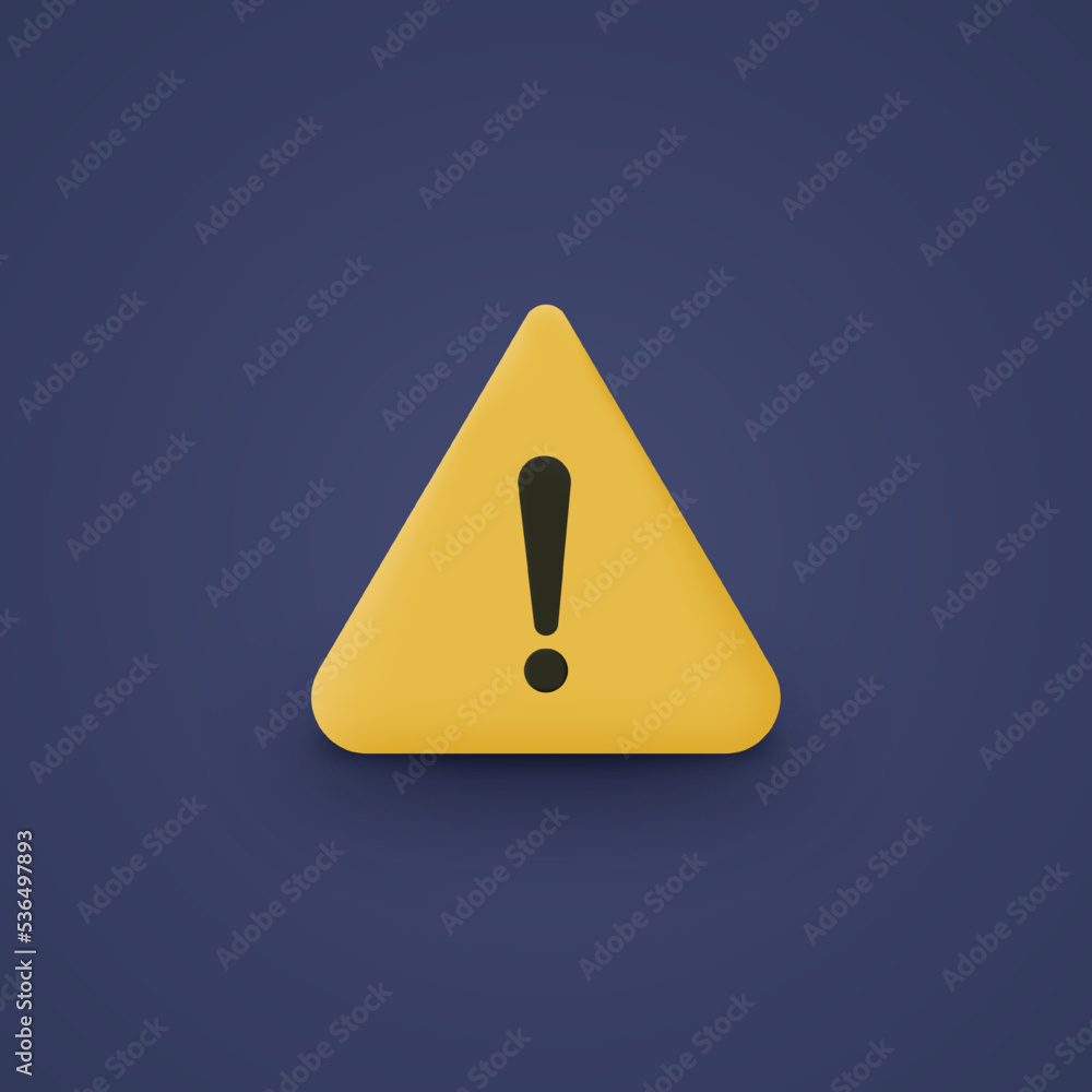 Poster warning message concept represented by exclamation mark icon. exclamation 3d realistic symbol in tri