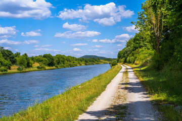 Fototapeta na wymiar Dirt road along the Rhine–Main–Danube Canal