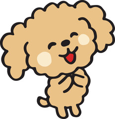 ゆるい手描きのトイプードル　ありがとうポーズ