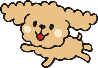 ゆるい手描きのトイプードル　走るポーズ