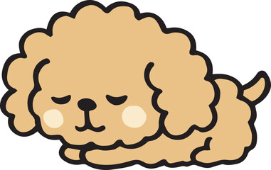 ゆるい手描きのトイプードル　眠るポーズ