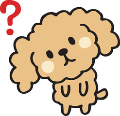 ゆるい手描きのトイプードル　はてなポーズ