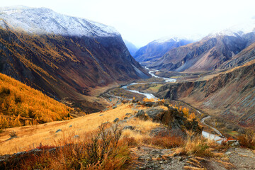 landschaft berg altai, panorama landschaft freiheit, herbstnatur sibiriens © kichigin19