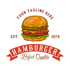Burger Vector Logo Design, For Fast Food, Restaurant And Cafe Symbol