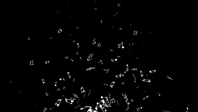 Flying Musical Notes Animation, Rendering, 60fps, with Alpha Matte, Loop
