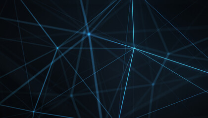 3d illustration with abstract futuristic technology imagery with polygonal shapes on dark blue background. Digital technology concept