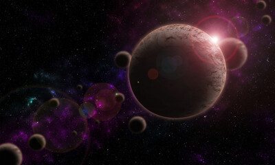 nebula illustration stars space sky universe. Star and nebula system, spherical panorama.