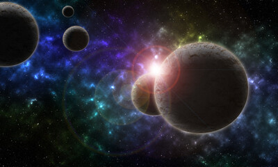 Obraz na płótnie Canvas Star and nebula system, spherical panorama, illustration