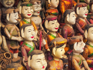 Wooden toy soldier puppets at a market in Vietnam