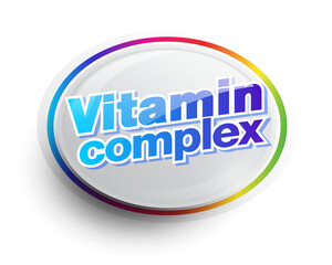Vitamin complex label logo.
