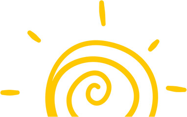 Yellow Half Sun Doodle Illustration