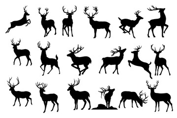 Obraz premium Deer silhouette illustration isolated on white background