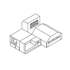 illustration isometric of building houses 