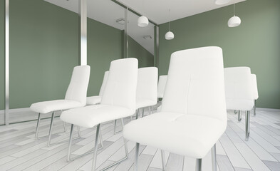 Elegant office interior. Mixed media. 3D rendering.