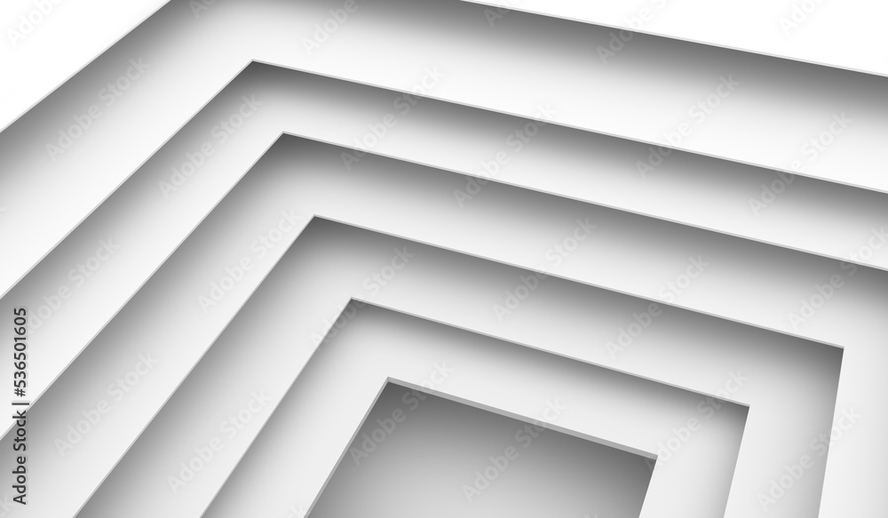 Poster rectangular holes at different levels. white geometric background.3d render