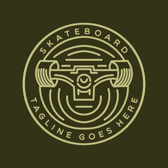 Premium Monoline skateboard illustration Vector, skater badge, creative emblem Design For T-shirt Design apparel © artdjink