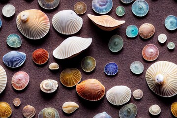 Sea Shells and Sand Seamless Texture Pattern Tiled Repeatable Tessellation Background Image