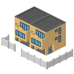 3D illustration of residence, apartment, hotel, commercial building, house