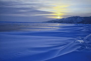 winter landscape olkhon island, lake baikal travel russia