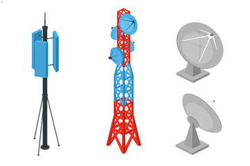 Illustration of a signal tower. satellite dish radar