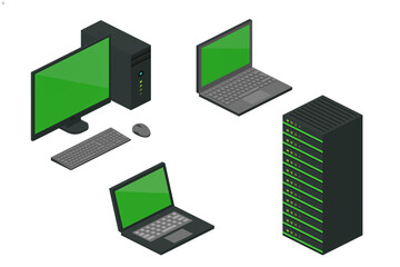 3D illustration of computer, notebook, laptop