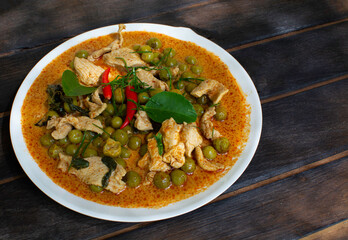 Pork Panang Curry in a Plate Spicy Thai food