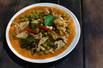 Pork Panang Curry in a Plate Spicy Thai food