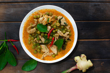 Pork Panang Curry in a Plate Spicy Thai food, Side dishes, spices, ingredients for cooking